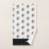 Moderne monogram naam zwarte kleurrijke toucan bad handdoek (Handdoek)