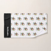 Moderne monogram naam zwarte kleurrijke toucan bad handdoek (Handdoek)