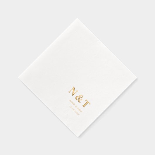 Moderne Monogram Namen & Datum Huwelijk Folie Servetten (Rechts)