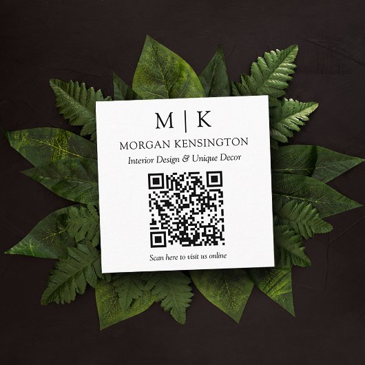 Moderne monogram of voeg Logo QR Scancode toe Vierkante Visitekaartje