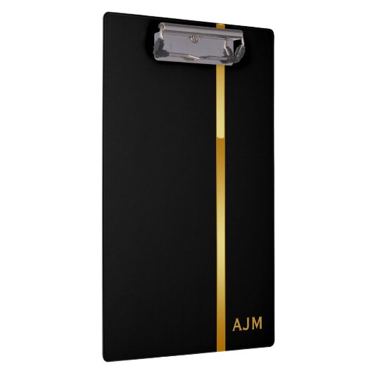 Moderne monogram, op maat gesneden zwart en goud klembord (Rechts)