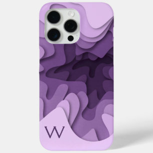 Moderne Monogram Paars Violette Elegante Abstracte iPhone 15 Pro Max Hoesje