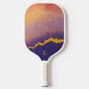 Moderne monogram Paarse inkt Pickleball Paddle