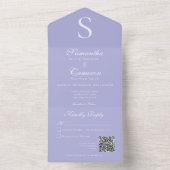 Moderne monogram Periwinkle QR-code All In One Uitnodiging (Binnen)