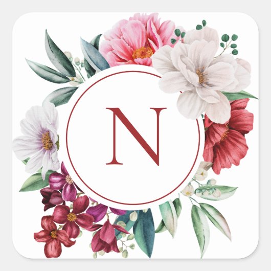 Moderne Monogram Personalized Vierkante Sticker (Voorkant)