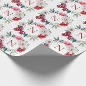 Moderne Monogram Persoonlijke Bloemige Bruiloft Cadeaupapier (Hoek)