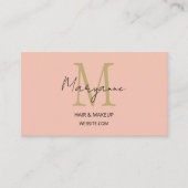 Moderne Monogram Perzik Visitekaartje (Voorkant)