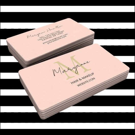 Moderne Monogram Perzik Visitekaartje