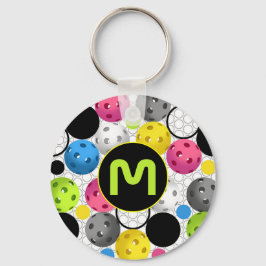 Moderne monogram Pickleballen Sleutelhanger