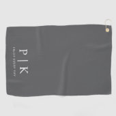 Moderne Monogram Premium Grijze Golfhanddoek (Horizontaal)