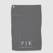 Moderne Monogram Premium Grijze Golfhanddoek (Voorkant)