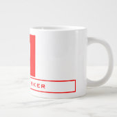 Moderne Monogram Professional Naam Rood wit Extra Grote Beker (Rechts)