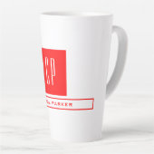 Moderne Monogram Professional Naam Rood wit Latte Mok (Rechterhoek)
