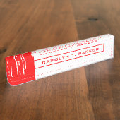 Moderne Monogram Professional Naam Rood wit Naambordje (Zijkant)