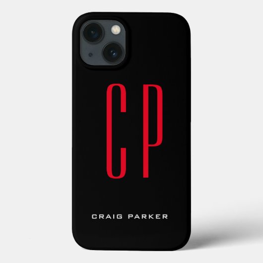 Moderne Monogram Professional Plain Black Red Case-Mate iPhone Case (Achterkant)