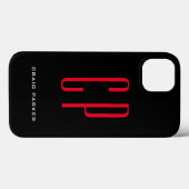 Moderne Monogram Professional Plain Black Red Case-Mate iPhone Case (Achterkant (horizontaal))