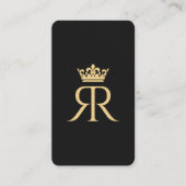 Moderne Monogram R Kroon Zwart Luxe Visitekaartje (Voorkant)
