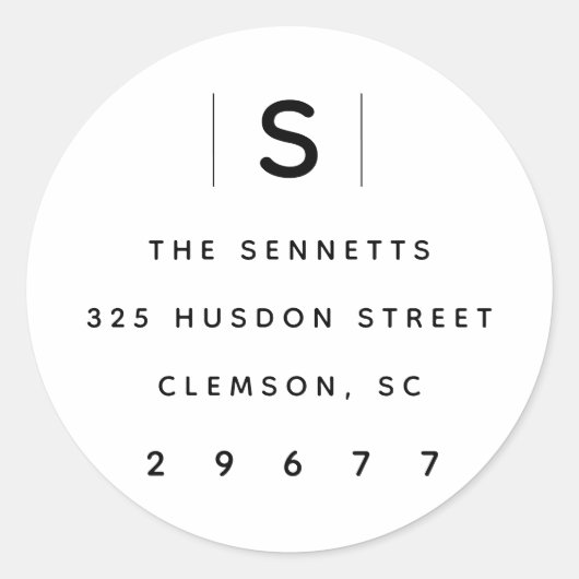 Moderne monogram retouradres label sticker (Voorkant)