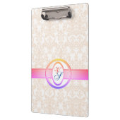 Moderne monogram Retro Antiek Patroon  Roze Klembord (Links)