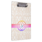 Moderne monogram Retro Antiek Patroon  Roze Klembord (Rechts)