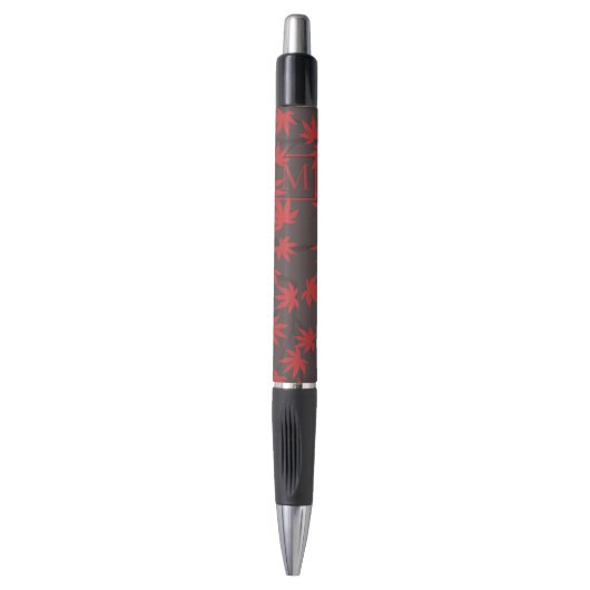 Moderne Monogram Rode Esblad Groen Pen (Voorkant Verticaal)