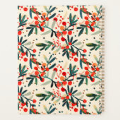 Moderne Monogram Rode Kerst Holly Bessen Planner (Achterkant)