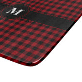 Moderne Monogram Rode Plaid Patroon Snijplank (Hoek)