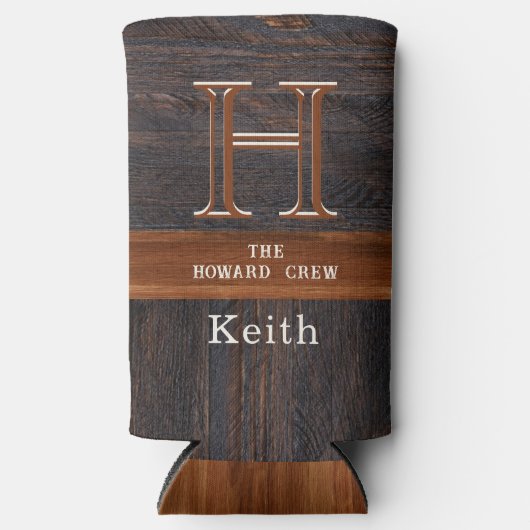 Moderne monogram roesthout met bruine vuilnisbak (Voorkant)