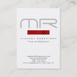 Moderne Monogram Rood wit schoon Visitekaartje