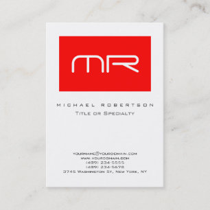 Moderne Monogram Rood wit schoon Visitekaartje
