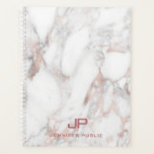 Moderne monogram Roos Gold White Marble Elegant Planner (Voorkant)
