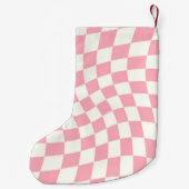 Moderne Monogram Roze geruite dubbele kant Kleine Kerstsok (Achterkant)