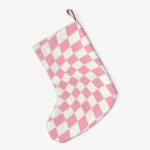 Moderne Monogram Roze geruite dubbele kant Kleine Kerstsok (Achterkant (Hangend))