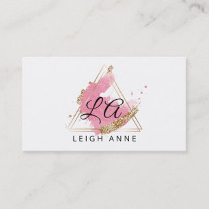 Moderne monogram roze gouden Waterverf driehoek Visitekaartje