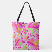 Moderne Monogram Roze Hart Geschilderde School Draagtas (Achterkant)