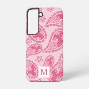 Moderne Monogram Roze Paisley Retro Patroon Samsung Galaxy Hoesje
