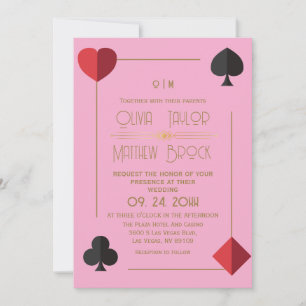 Moderne Monogram Roze Speelkaart Trouw Kaart