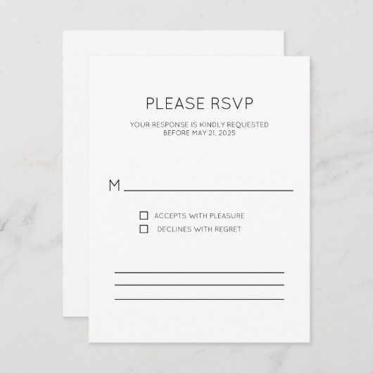 Moderne Monogram RSVP Kaart (Voorkant / Achterkant)