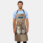 Moderne Monogram rustieke keukengerei Schort (Gedragen)