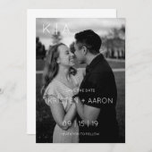 Moderne Monogram Save the Date (Voorkant / Achterkant)