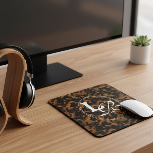 Moderne Monogram Schildpadprint Muismat