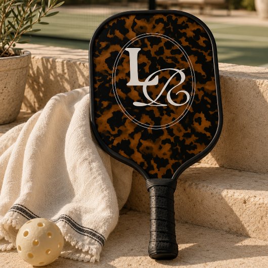 Moderne Monogram Schildpadprint Pickleball Paddle