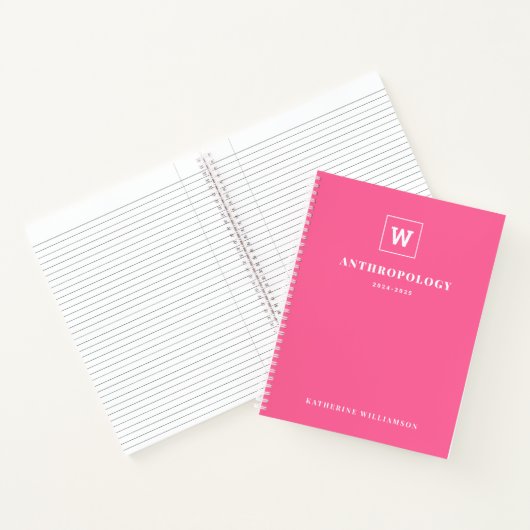 Moderne Monogram School Onderwerp Student Custom N Notitieboek (Binnen)