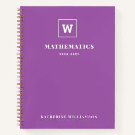 Moderne Monogram School Onderwerp Student Custom N Notitieboek