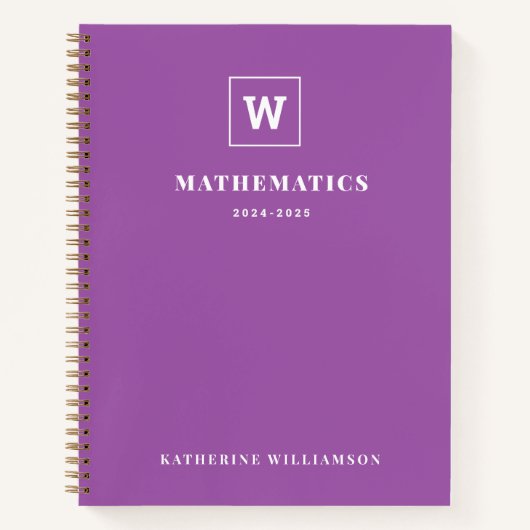 Moderne Monogram School Onderwerp Student Custom N Notitieboek (Voorkant)