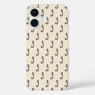 Moderne monogram schrijfmachine typografie iPhone 16 hoesje