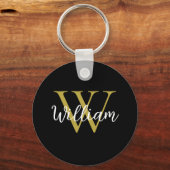 Moderne Monogram Script Naam Sleutelhanger (Voorkant)