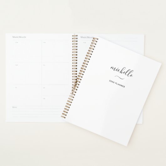 Moderne monogram script witte week- en maandplanne planner (Display)