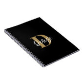 Moderne monogram scriptnaam zwart goud notitieboek (Rechterzijde)