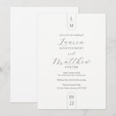 Moderne Monogram Simple Black en White Wedding Kaart (Voorkant / Achterkant)